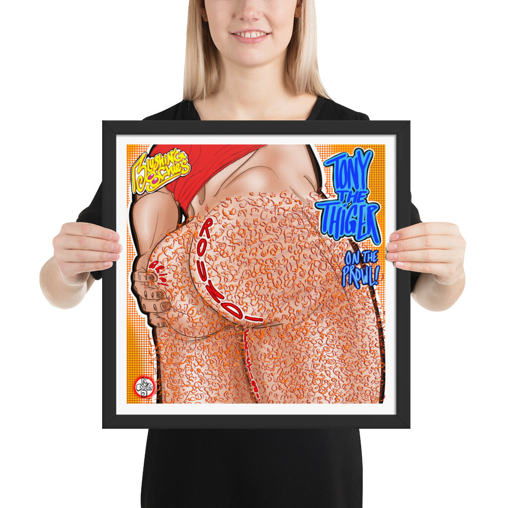 Tony The Thiger - Framed Poster, Renewable Ayous Wood .75" Black